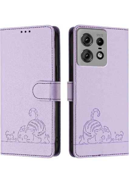 Motorola Kenar 50 Pro Için Kılıf Cüzdan Kapak Çevirin Kedi Rfıd Kart Yuvası Tutucu (Yurt Dışından)