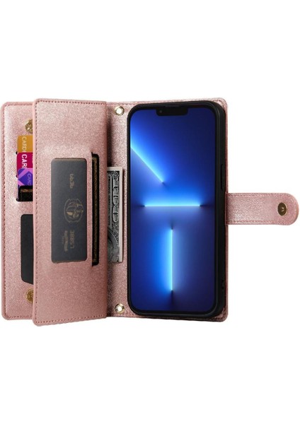 IPhone 13 Için Flip Case Pro Max Çok Fonksiyonlu Crossbody Kayış Cüzdan (Yurt Dışından)