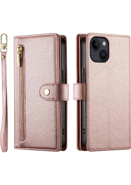 IPhone 14 Için Flip Case Çok Fonksiyonlu Iş Crossbody Kayış Cüzdan (Yurt Dışından)