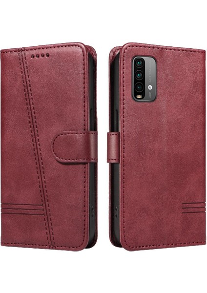 Xiaomi Redmi Not 9 4g Için Filp Durumda Preslenmiş Pu Deri Ayrılabilir Siyah (Yurt Dışından)