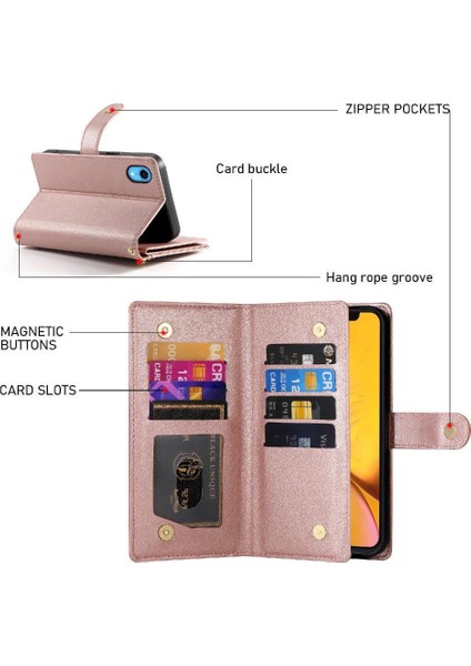 IPhone Xr Standı Cüzdan Çok Fonksiyonlu Crossbody Askısı Için Flip Case (Yurt Dışından)