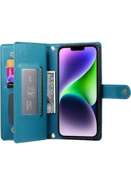 IPhone 14 Için Flip Case Artı Crossbody Kayış Cüzdan Çok Fonksiyonlu Standı (Yurt Dışından)