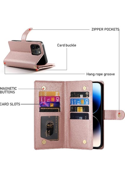 IPhone 14 Için Flip Case Pro Standı Iş Cüzdan Çok Fonksiyonlu Kayış (Yurt Dışından) indirimleri