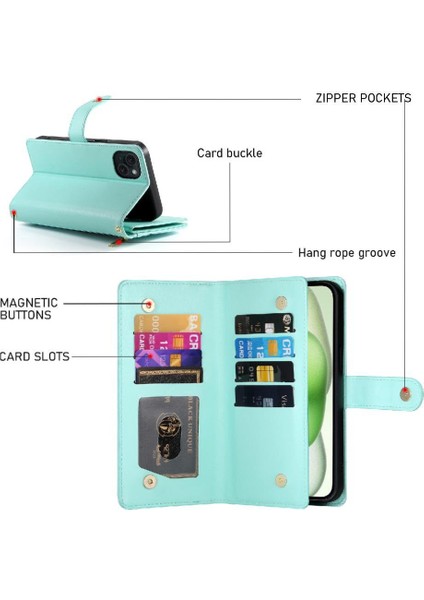 IPhone 15 Için Flip Case Artı Iş Crossbody Kayış Çok Fonksiyonlu (Yurt Dışından) modelleri