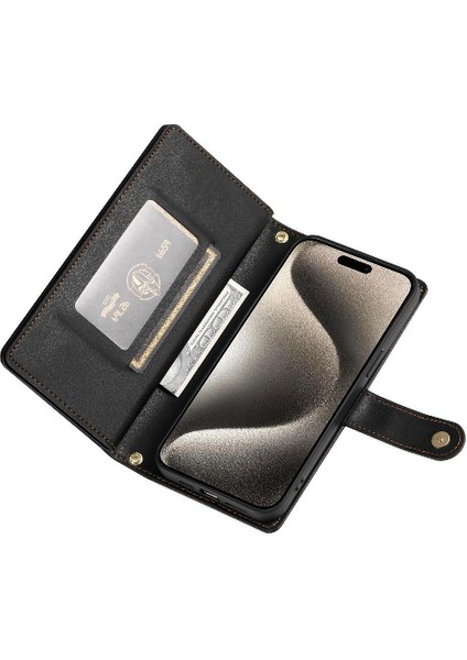 IPhone 15 Için Flip Case Pro Max Crossbody Kayış Standı Çok Fonksiyonlu (Yurt Dışından)