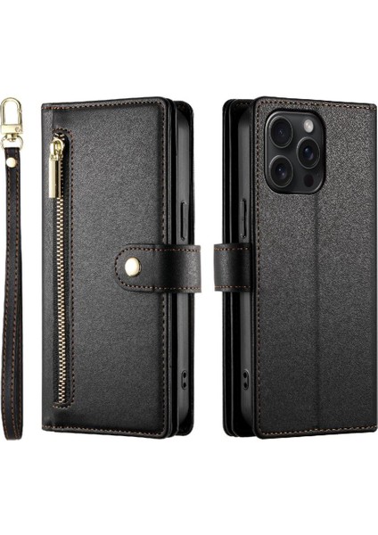 IPhone 15 Için Flip Case Pro Max Crossbody Kayış Standı Çok Fonksiyonlu (Yurt Dışından)