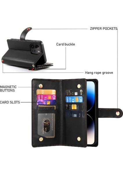 IPhone 14 Için Flip Case Pro Standı Iş Cüzdan Çok Fonksiyonlu Kayış (Yurt Dışından) fırsatları