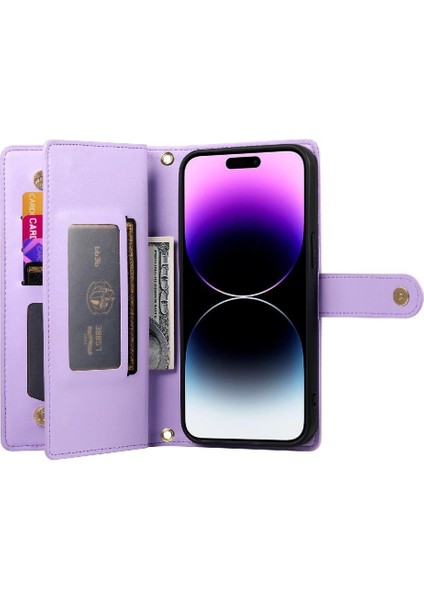 IPhone 14 Için Flip Case Pro Max Iş Crossbody Kayış Cüzdan Standı (Yurt Dışından)