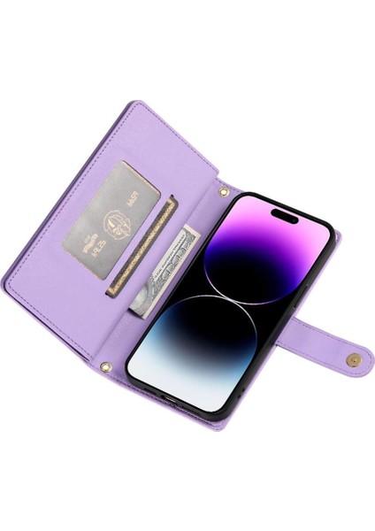 IPhone 14 Için Flip Case Pro Max Iş Crossbody Kayış Cüzdan Standı (Yurt Dışından)