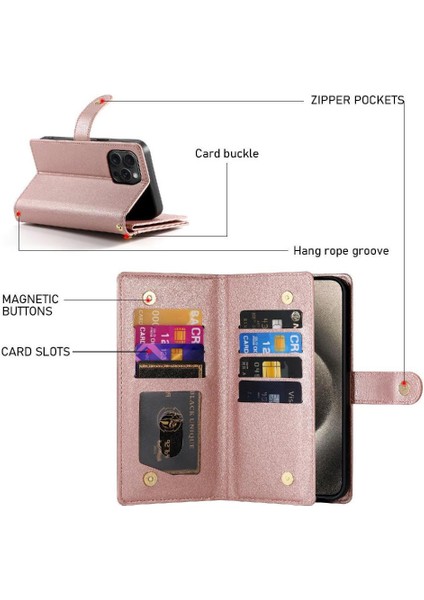IPhone 15 Için Flip Case Pro Max Crossbody Kayış Standı Çok Fonksiyonlu (Yurt Dışından) fırsatları