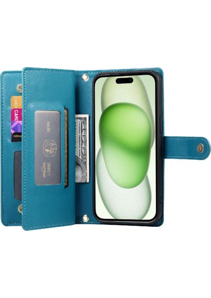 IPhone 15 Için Flip Case Artı Iş Crossbody Kayış Çok Fonksiyonlu (Yurt Dışından) modelleri