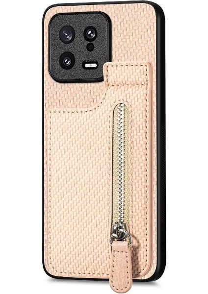 Xiaomi 13 Için Kılıf Standı Manyetik Araç Montaj Cüzdan Fermuar Crad Yuvası (Yurt Dışından)