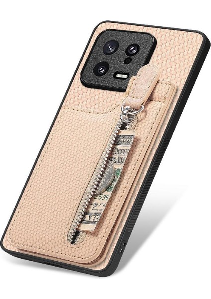 Xiaomi 13 Için Kılıf Standı Manyetik Araç Montaj Cüzdan Fermuar Crad Yuvası (Yurt Dışından)