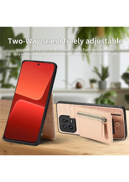 Xiaomi 13 Için Kılıf Standı Manyetik Araç Montaj Cüzdan Fermuar Crad Yuvası (Yurt Dışından)
