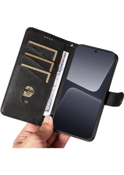 Xiaomi 13 Için Filp Durumda Ayrılabilir Siyah Bilezik Preslenmiş Pu Deri Telefon (Yurt Dışından)