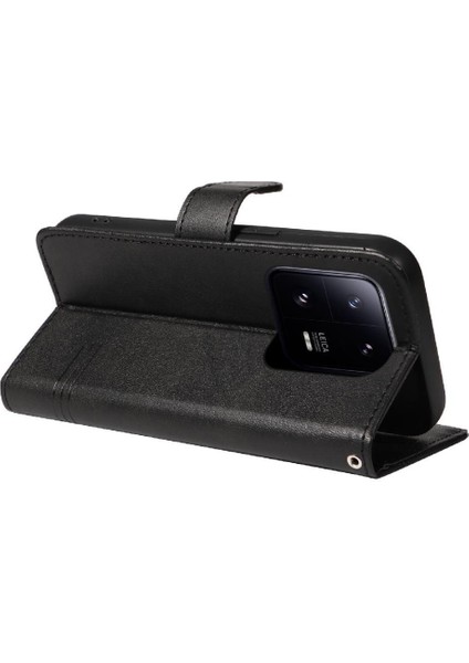 Xiaomi 13 Için Filp Durumda Ayrılabilir Siyah Bilezik Preslenmiş Pu Deri Telefon (Yurt Dışından)