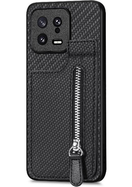 Xiaomi 13 Için Kılıf Standı Manyetik Araç Montaj Cüzdan Fermuar Crad Yuvası (Yurt Dışından)