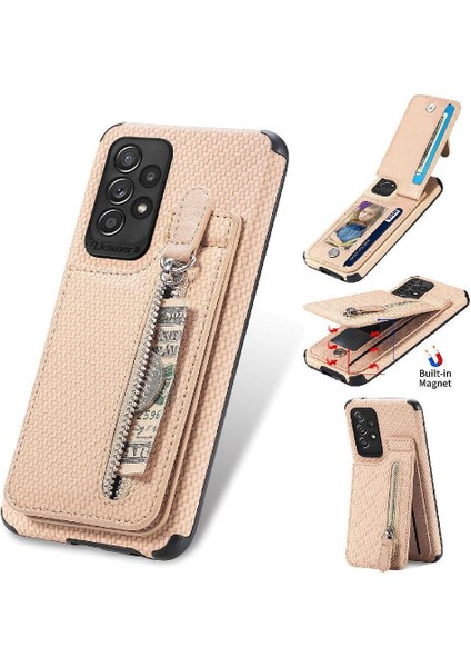 Samsung Galaxy A52 5g Fermuar Cüzdan Standı Crad Yuvası Manyetik Araba (Yurt Dışından)