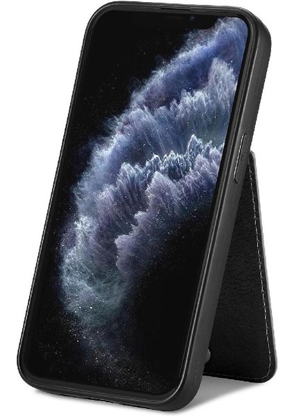 IPhone 11 Için Kılıf Pro Max Standı Crad Yuvası Fermuar Cüzdan Manyetik Araç Montaj (Yurt Dışından)