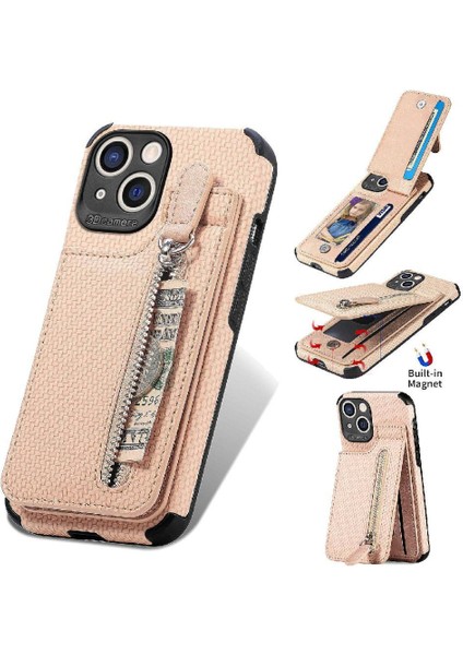 IPhone 13 Için Kılıf Mini Manyetik Araç Montaj Cüzdan Fermuar Crad Yuvası Standı (Yurt Dışından)