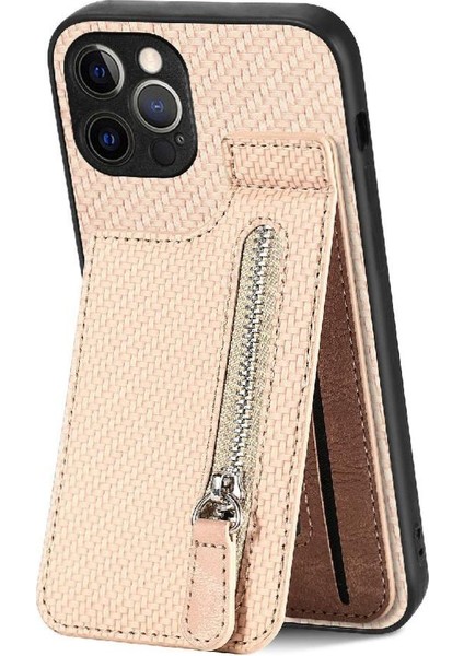 IPhone 12 Için Kılıf Pro Max Standı Manyetik Araç Montaj Fermuar Cüzdan Crad Yuvası (Yurt Dışından)