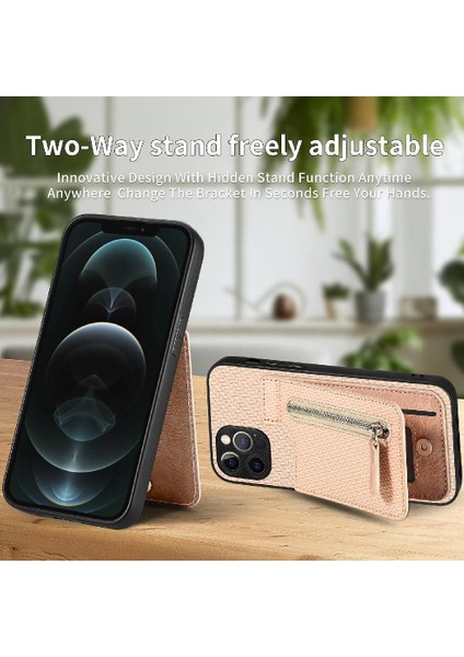 IPhone 12 Için Kılıf Pro Max Standı Manyetik Araç Montaj Fermuar Cüzdan Crad Yuvası (Yurt Dışından)
