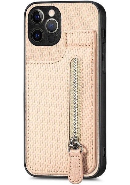 IPhone 12 Için Kılıf Pro Max Standı Manyetik Araç Montaj Fermuar Cüzdan Crad Yuvası (Yurt Dışından)