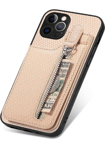 IPhone 12 Için Kılıf Pro Max Standı Manyetik Araç Montaj Fermuar Cüzdan Crad Yuvası (Yurt Dışından)