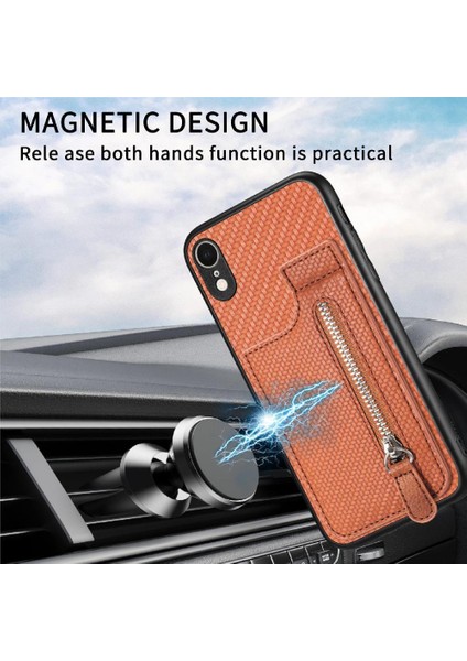 IPhone Xr Fermuar Crad Yuvası Cüzdan Standı Manyetik Araç Montaj (Yurt Dışından) indirimleri