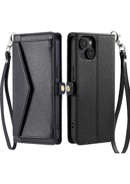 Cüzdan Crossbody Kılıf IPhone 14 Artı Fermuar Faturaları Yuvası Cüzdan Kılıf Için (Yurt Dışından)