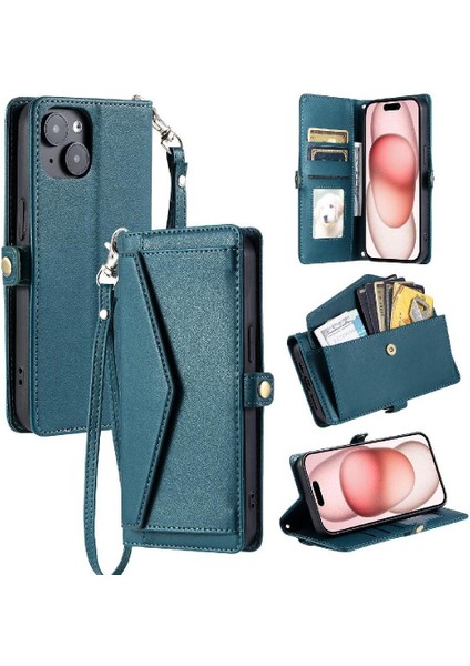 Cüzdan Crossbody Kılıf IPhone 14 Artı Fermuar Faturaları Yuvası Cüzdan Kılıf Için (Yurt Dışından) modelleri