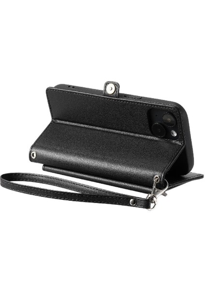 Cüzdan Crossbody Kılıf IPhone 14 Artı Fermuar Faturaları Yuvası Cüzdan Kılıf Için (Yurt Dışından)