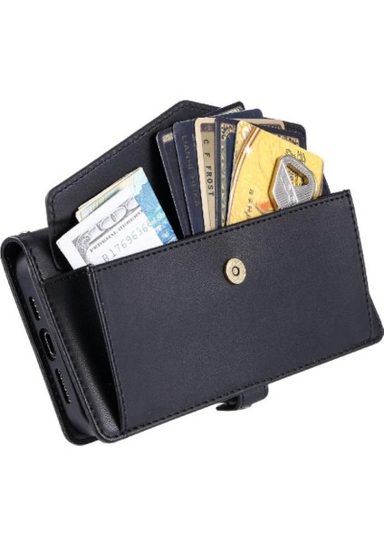 Cüzdan Crossbody Kılıf IPhone 14 Artı Fermuar Faturaları Yuvası Cüzdan Kılıf Için (Yurt Dışından)