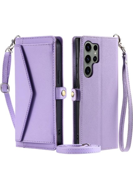 Cüzdan Crossbody Kılıf Samsung Galaxy S24 Ultra Fermuar Faturaları Yuvası Rfıd (Yurt Dışından)