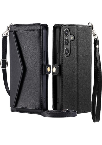 Cüzdan Crossbody Kılıf Samsung Galaxy A24 4g Fermuar Faturaları Yuvası Cüzdan (Yurt Dışından)