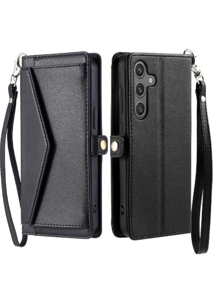Cüzdan Crossbody Kılıf Samsung Galaxy A24 4g Fermuar Faturaları Yuvası Cüzdan (Yurt Dışından)