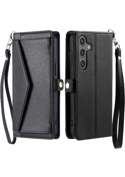 Cüzdan Crossbody Kılıf Samsung Galaxy A35 5g Fermuar Faturaları Yuvası Cüzdan (Yurt Dışından)
