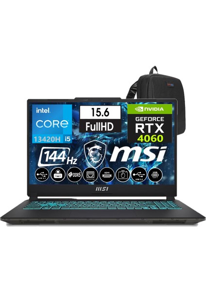 Msı Cyborg 15 Intel Core I5 13420H 48GB Ddr5 2tb SSD 8GB/RTX4060 WINDOWS11PRO 15.6" 144 Hz Fhd Taşınabilir Bilgisayar A13VF-896XTRW51+WEBLEGELSINÇANTA