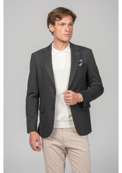 Erkek Astarlı Çift Yırtmaçlı Örme Esnek Kumaşdan Yakası ve Mendili Detaylı Klasik Ceket modelleri