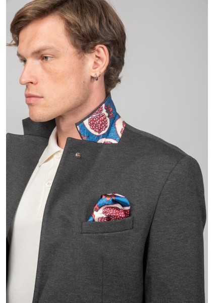 Erkek Astarlı Çift Yırtmaçlı Örme Esnek Kumaşdan Yakası ve Mendili Detaylı Klasik Ceket fırsatları