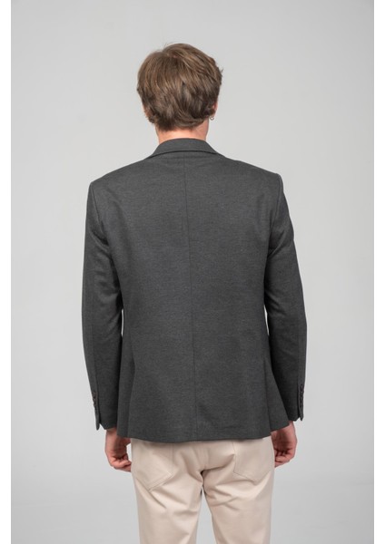 Erkek Astarlı Çift Yırtmaçlı Örme Esnek Kumaşdan Yakası ve Mendili Detaylı Klasik Ceket indirimleri