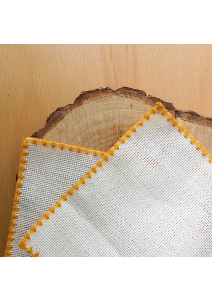 Etamin Işlemelik Sunum Peçetesi - 6 Parça - 15 x 15 cm - Kahve Yanı Sunum Peçetesi - Kokteyl Peçetesi