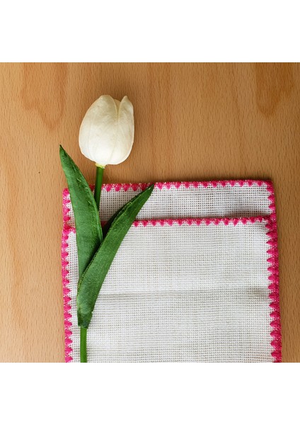 Etamin Işlemelik Sunum Peçetesi - 6 Parça - 15 x 15 cm - Kahve Yanı Sunum Peçetesi - Kokteyl Peçetesi