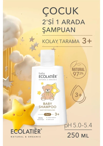 2'si 1 Arada Kolay Tarama Bebek ve Çocuk Şampuanı 3+ Yaş, 250 ml/ Baby Shampoo