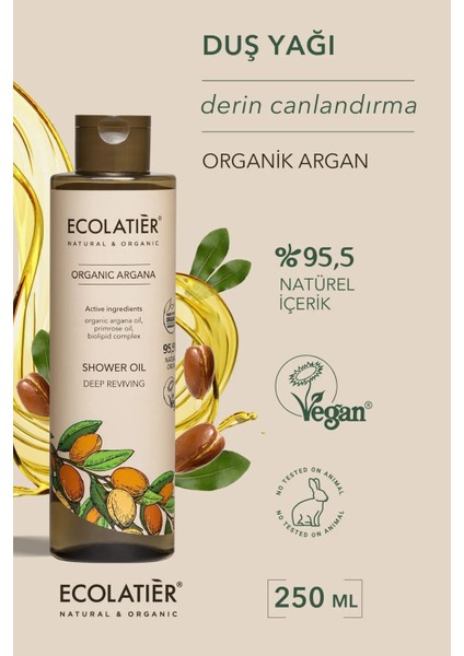 Duş Yağı Derin Canlandırıcı Organik Argan Nemlendirici Yumuşatıcı Pürüzsüzleştirici 250 ml