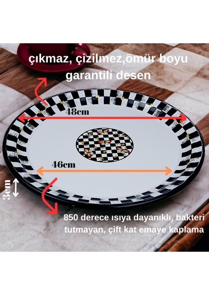 50 No Emaye Sini Sofra, Yemek Sunum Tepsi, Yer Sofrası Çinko ~48 cm indirimleri