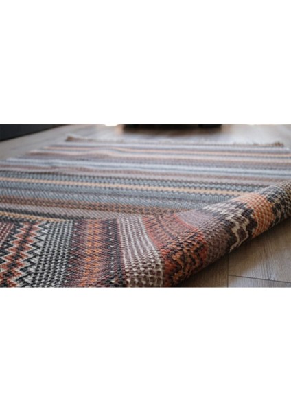 Dijital Baskı Alr Terra 3208 Çift Taraflı Saçaklı Kahverengi Kilim Orta (6 - 12 Mm) Kahverengi Düz