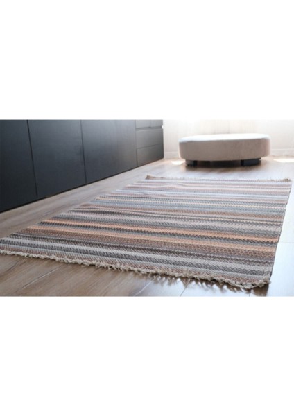 Dijital Baskı Alr Terra 3208 Çift Taraflı Saçaklı Kahverengi Kilim Orta (6 - 12 Mm) Kahverengi Düz