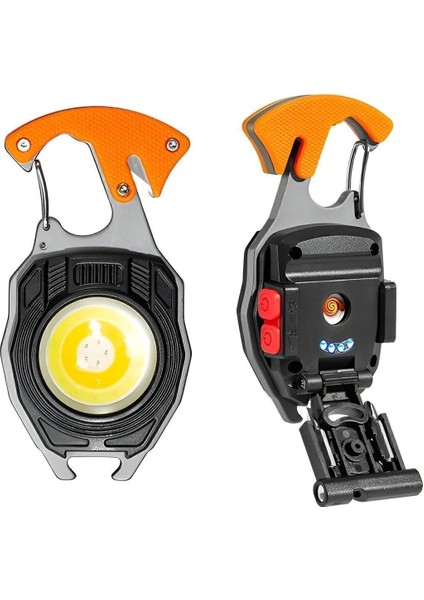 Tekno Trust Şarjlı Çok Fonksiyonlu Mini LED Lamba Anahtarlık ve Çakmak USB Şarjlı Kamp Için Taşınabilir Tam 7 M