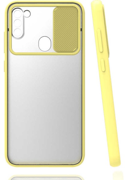 Samsung Galaxy M11 Kılıf Lensi Kapak - Sarı